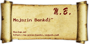 Mojszin Benkő névjegykártya